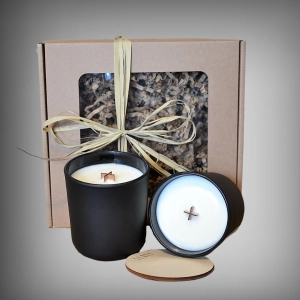 Box Dwie świece 270ml czarne szkło
