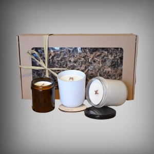 Box świeca 180ml + świeca 350ml + świeca 270ml białe szkło